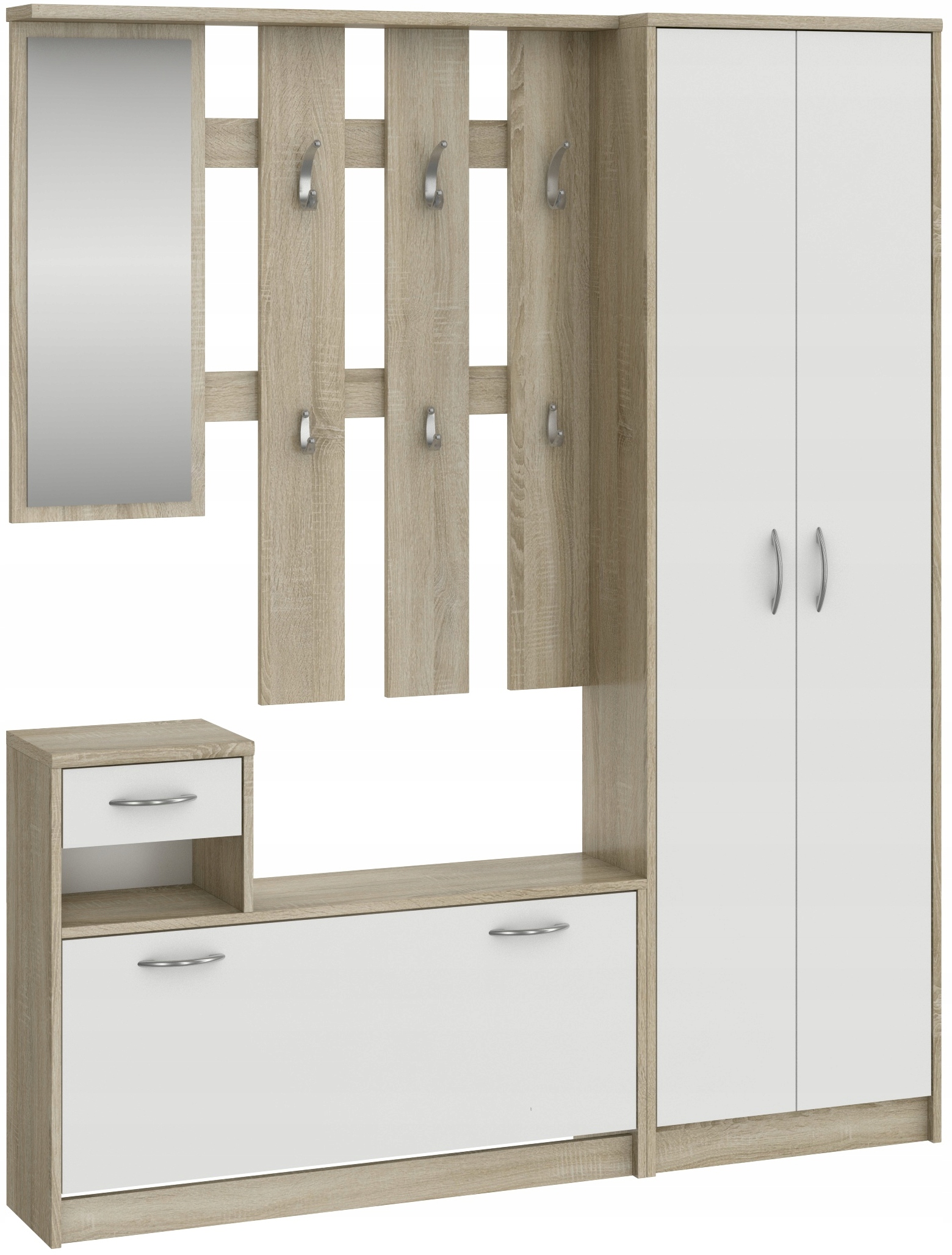 GARDEROBA SZAFKA NA BUTY WIESZAK LUSTRO 150 CM LUIZA DĄB SONOMA MAFMEBLE