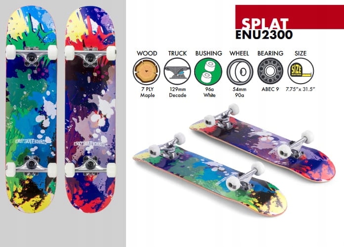 Świetna Deskorolka Enuff Splat Red 7,75" Szerokość 7.75