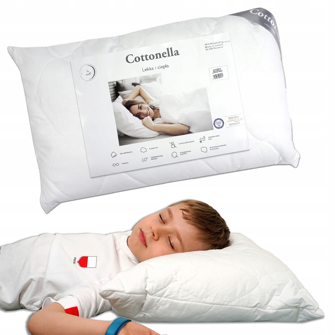 

Antyalergiczna poduszka 100% Bawełna 40x60 cm