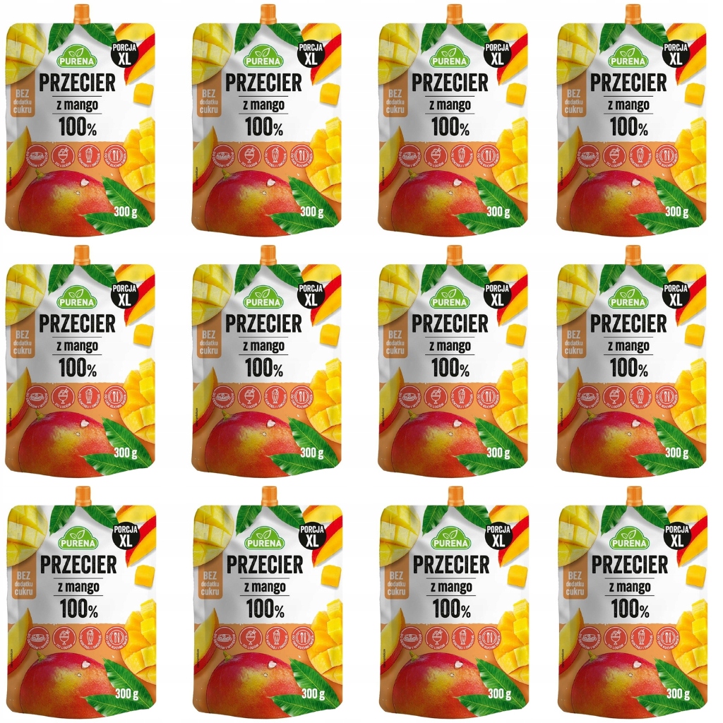 Sada 12 x Protlak pěna s mangem 100% Purena 300g Lahodný Bez Přidaného Cukru