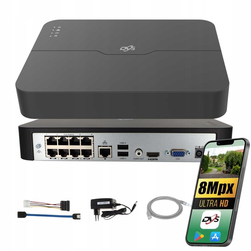 Ip Monitorovací Záznamník Switch Poe 8 Kanálov Do 8Mpx Onvif Dvs Pre Kamery