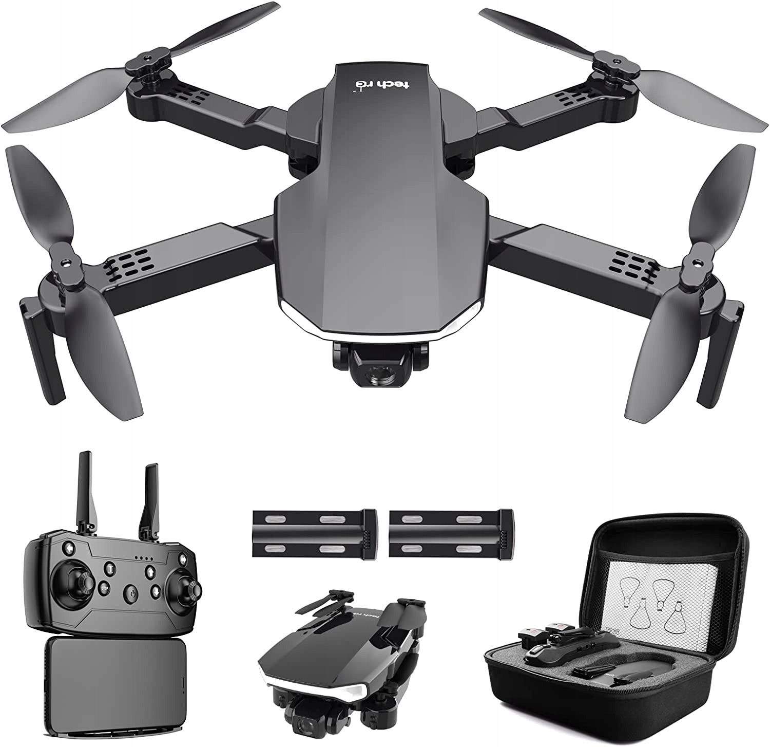 Tech rc dron HD 1080P 2x bateria składany mini