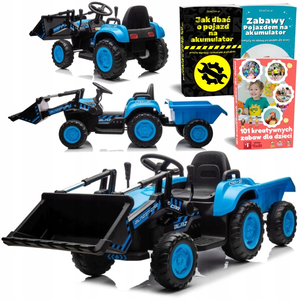 Traktor Na Akumulator BW-X002A Z Łyżką I Przyczepą Dla Dziecka Pilot Led Sk