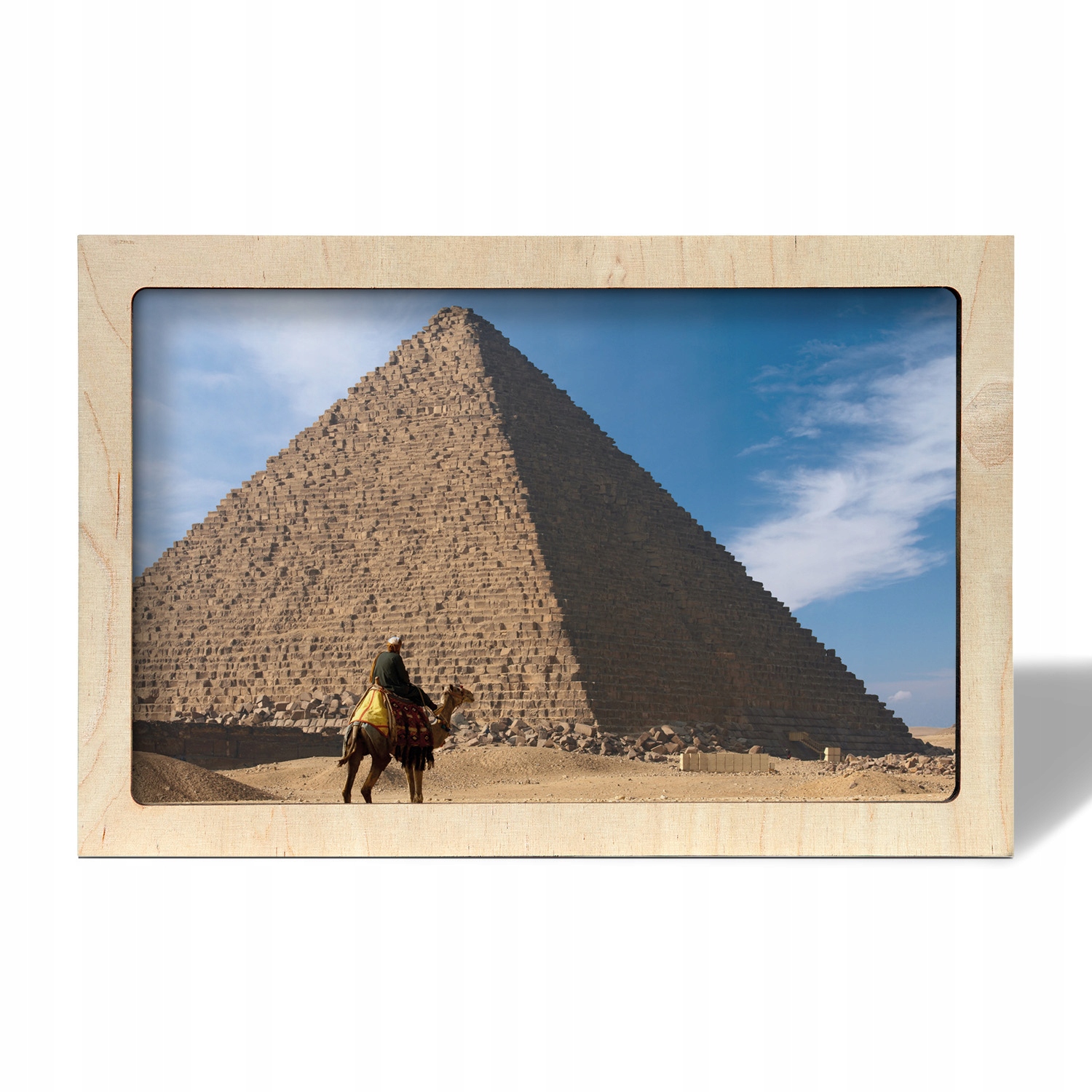 Obraz s rámečkem do obývacího pokoje Pyramida velbloud 30x20