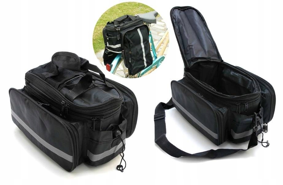 TORBA NA ROWER BAGAŻNIK SAKWA ROWEROWA KUFER 30L Kolor dominujący czarny