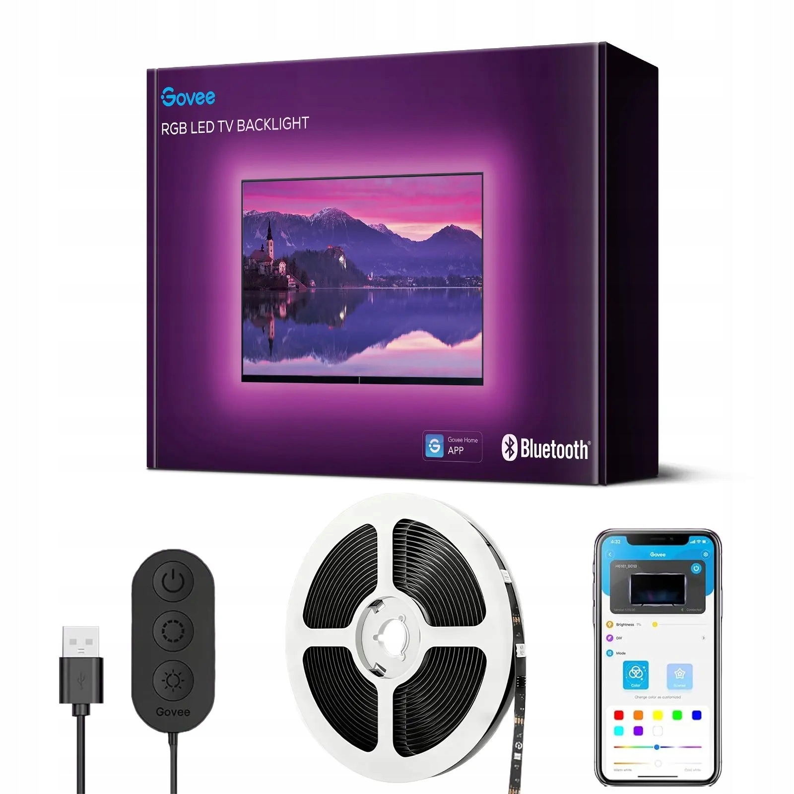 Govee H6178 Rgb Tv Led Backlight Oświetlenie Led dla Tv 46- 60 cali Govee