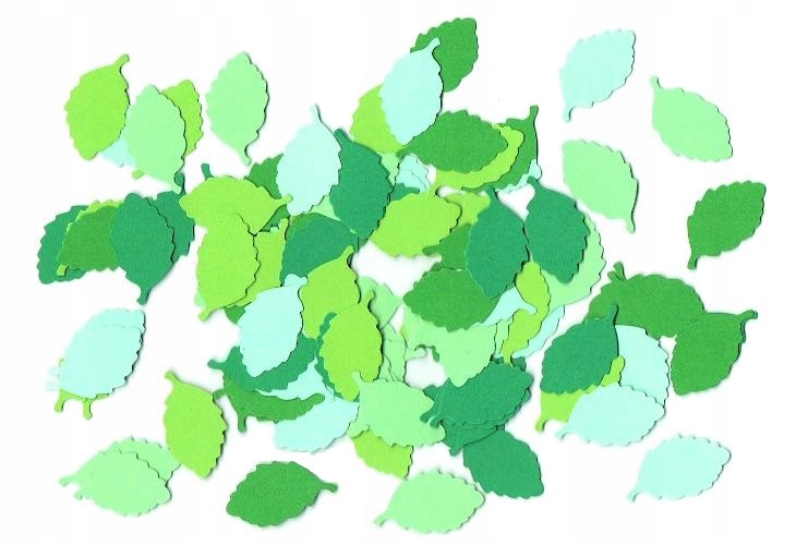 Scrapki papierow Liście listki 25mm 50 sztuk mix zielonych