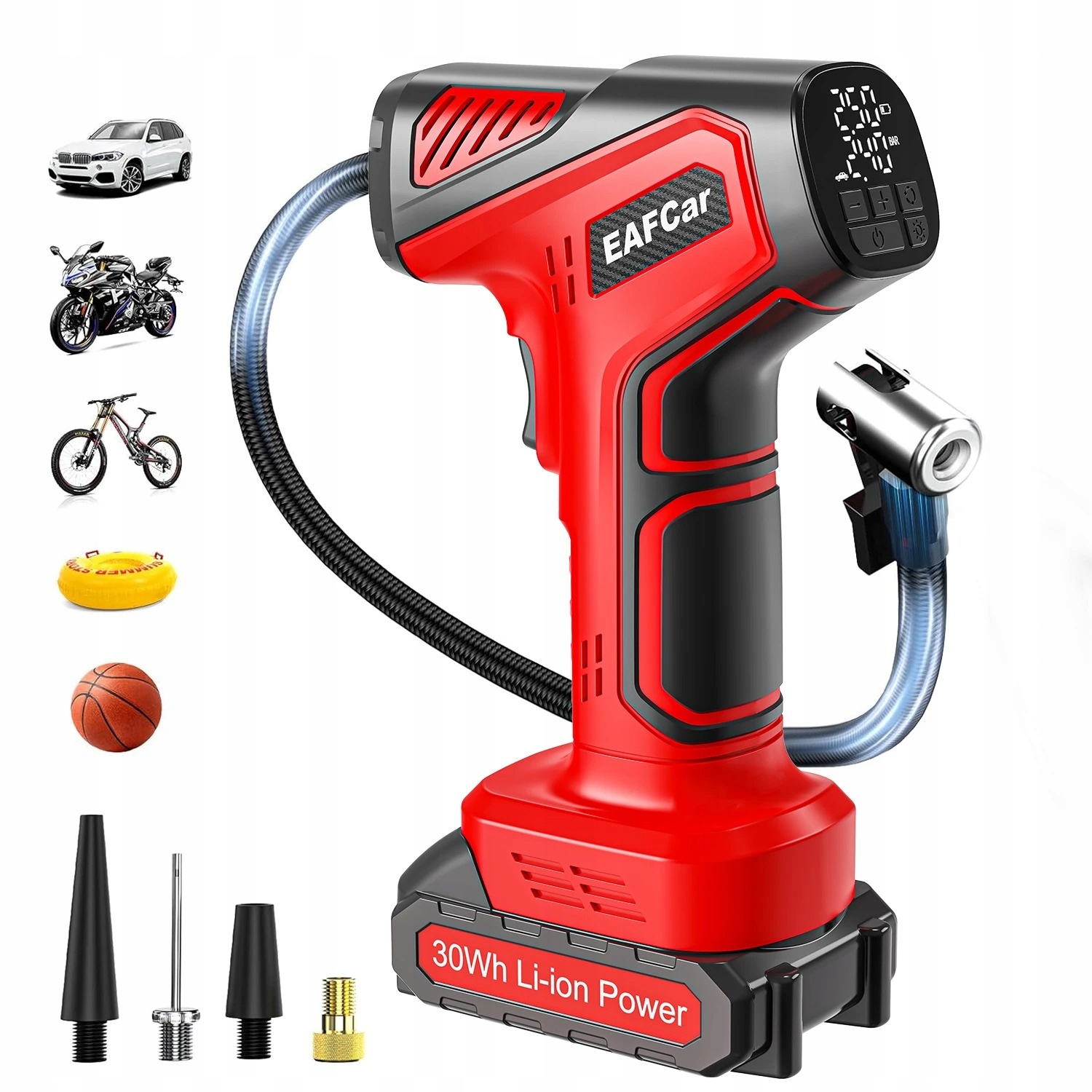 PRZENOŚNY KOMPRESOR AKUMULATOROWY 7500mAh 160PSI 100W - DO SAMOCHODU I ROWERU