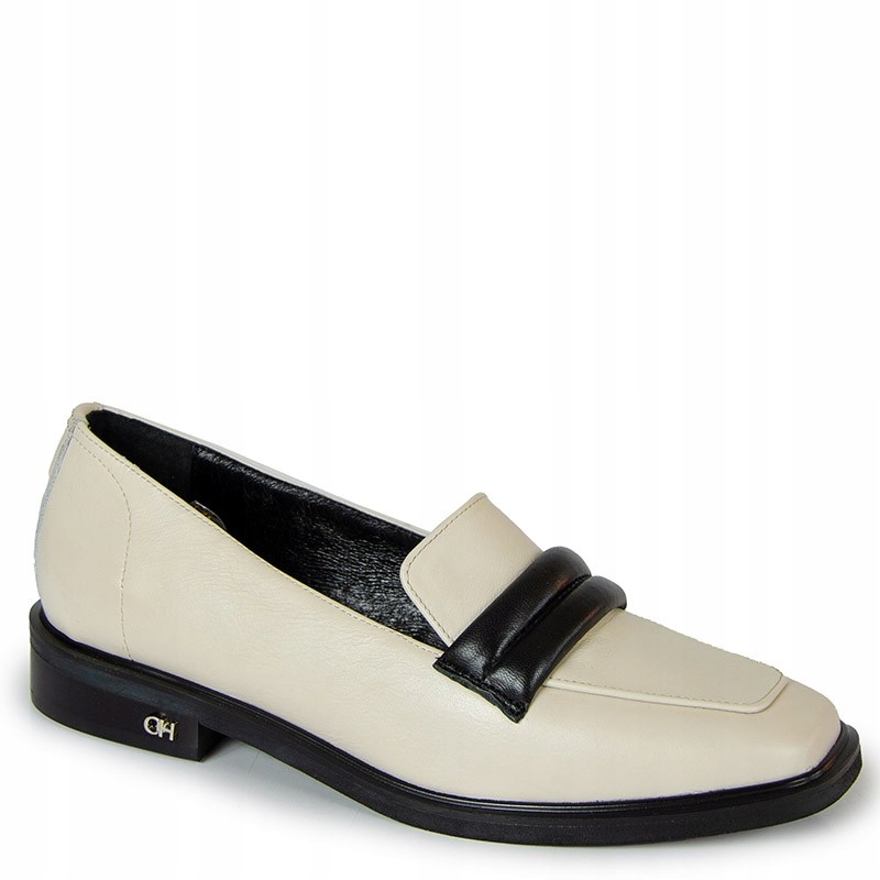 Chebello 2899 Béžovo-černé Kožené Mokasíny 36