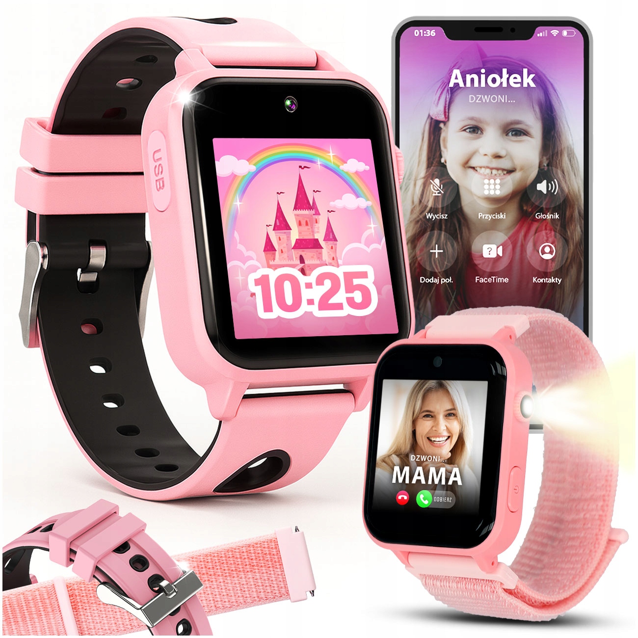 Chytré Hodinky pro děti Dětské hodinky Hry Konverzace Menu Polské Steps 2G