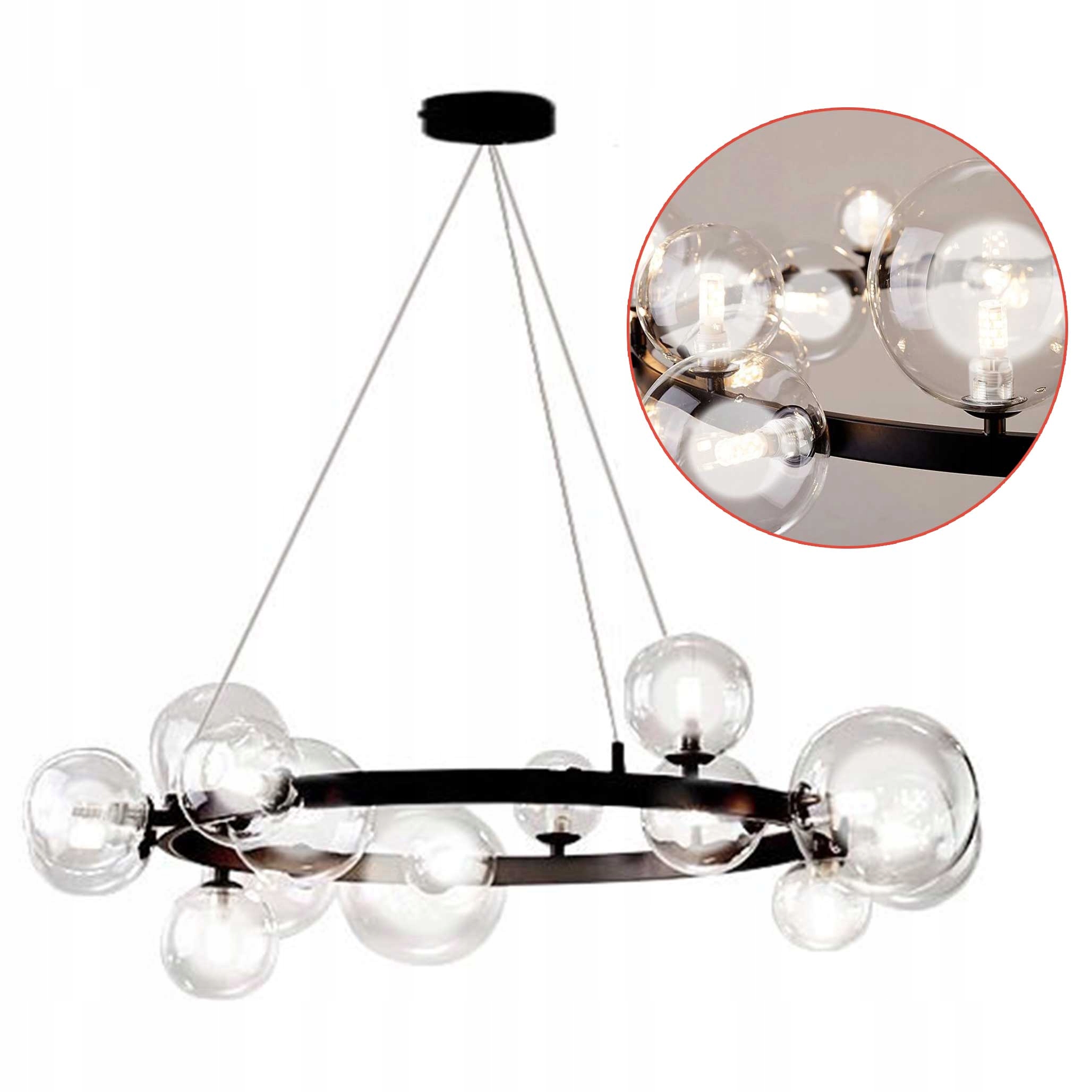 Elegantná závesná lampa Loft 15xG9 Sklenené gule Moderný luster Stropné Svietidlo