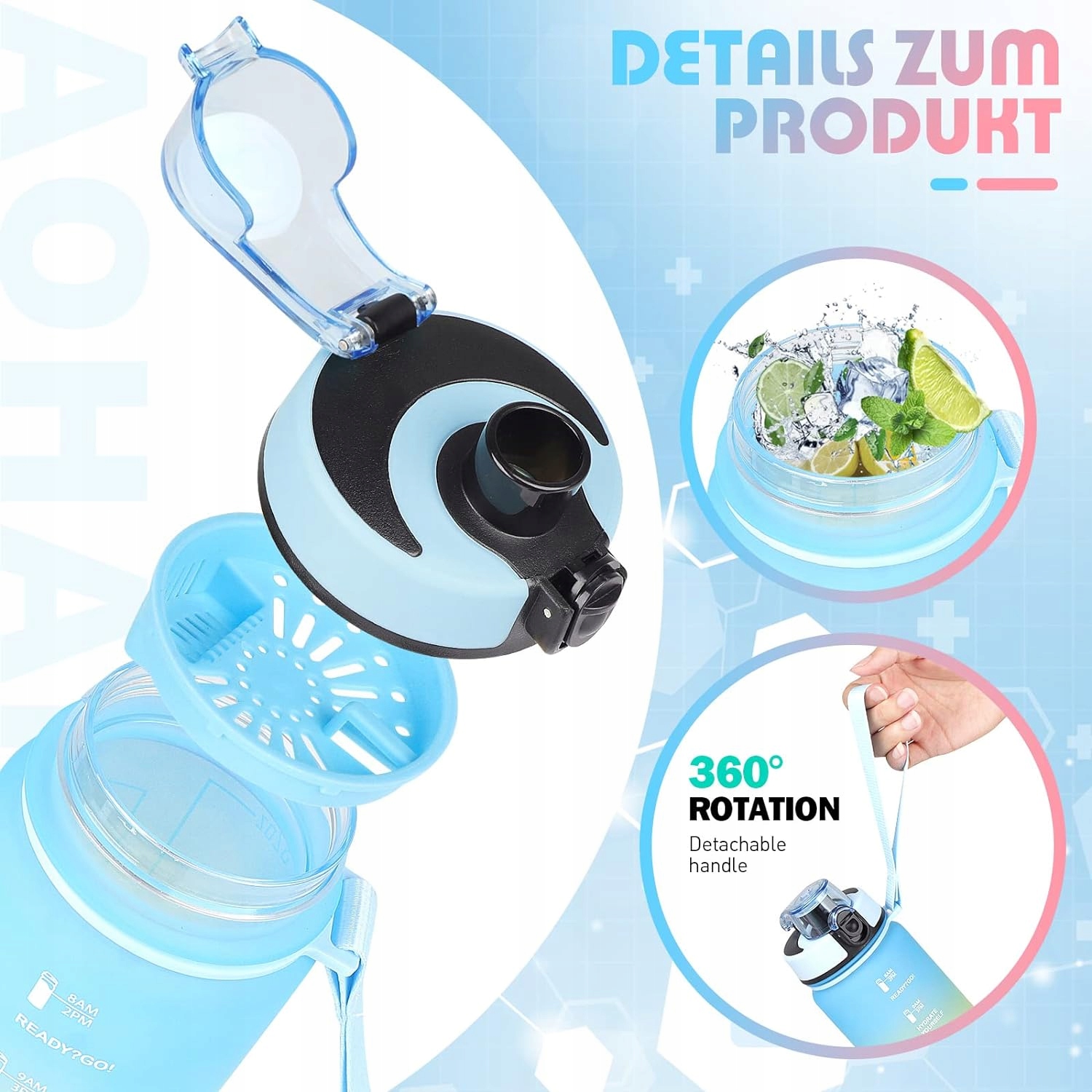 BUTELKA SPORTOWA FITNESS BUTELKA Z FILTREM MARKER CZASU NIE ZAWIERA BPA Kod producenta BUTELKA Z FILTREM MARKER CZASU