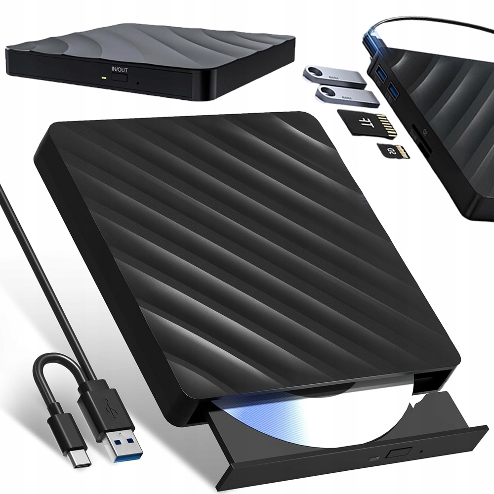 Napęd Zewnętrzny CD DVD Blu-ray Nagrywarka Odtwarzacz Do Laptopa Komputer