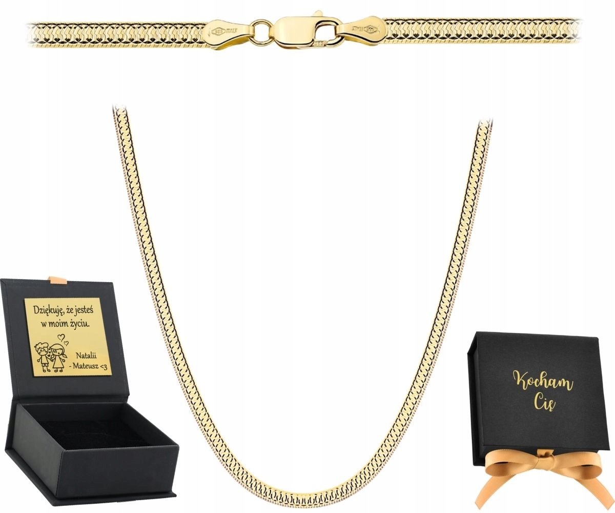 Zlatý Jednostranně Diamantový Náhrdelník S Páskou 2,5 MM, Zlato 585 50 CM