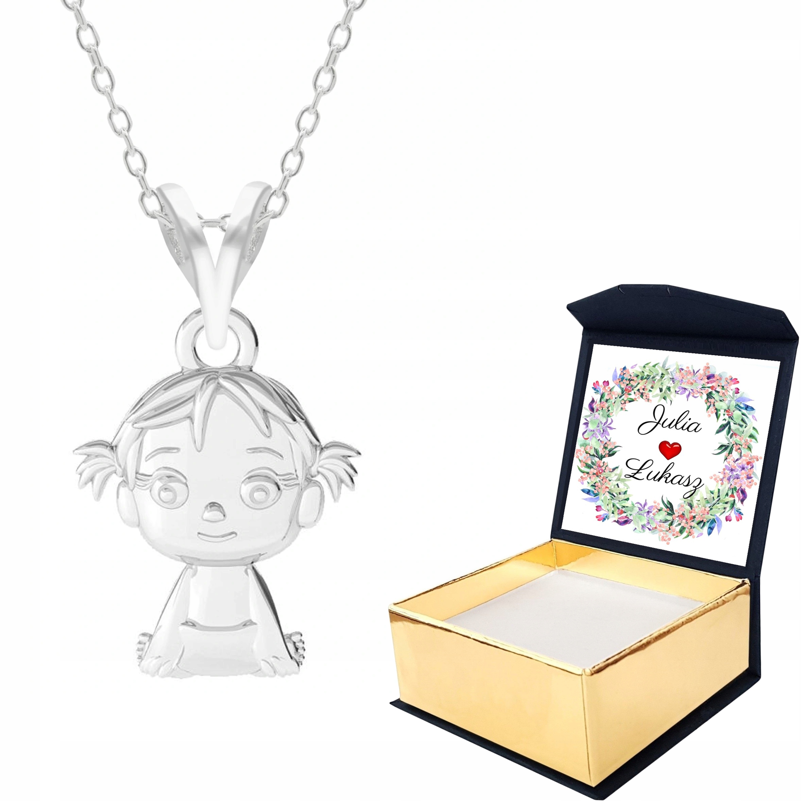 

Naszyjnik srebrny dziewczynka 925 + Własny Nadruk