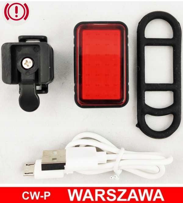 Lampka rowerowa TYŁ COB LED z funkcją STOP ładowanie 5V z portu USB Kod producenta DS-L295
