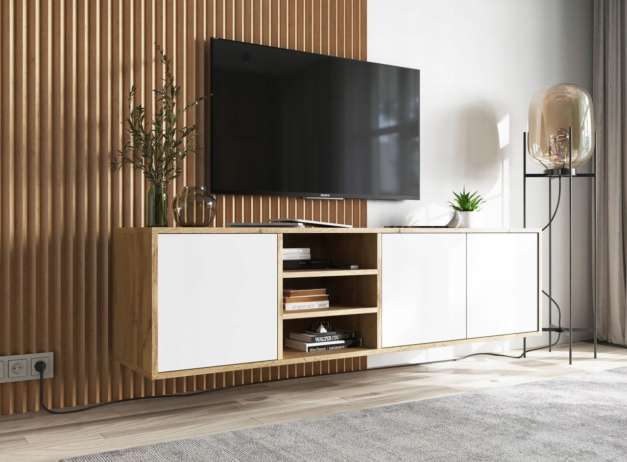 SZAFKA RTV KOMODA WISZĄCA 150c LOFT DĄB WOTAN BIEL komoda szafka szuflady d Kolekcja SZAFKA