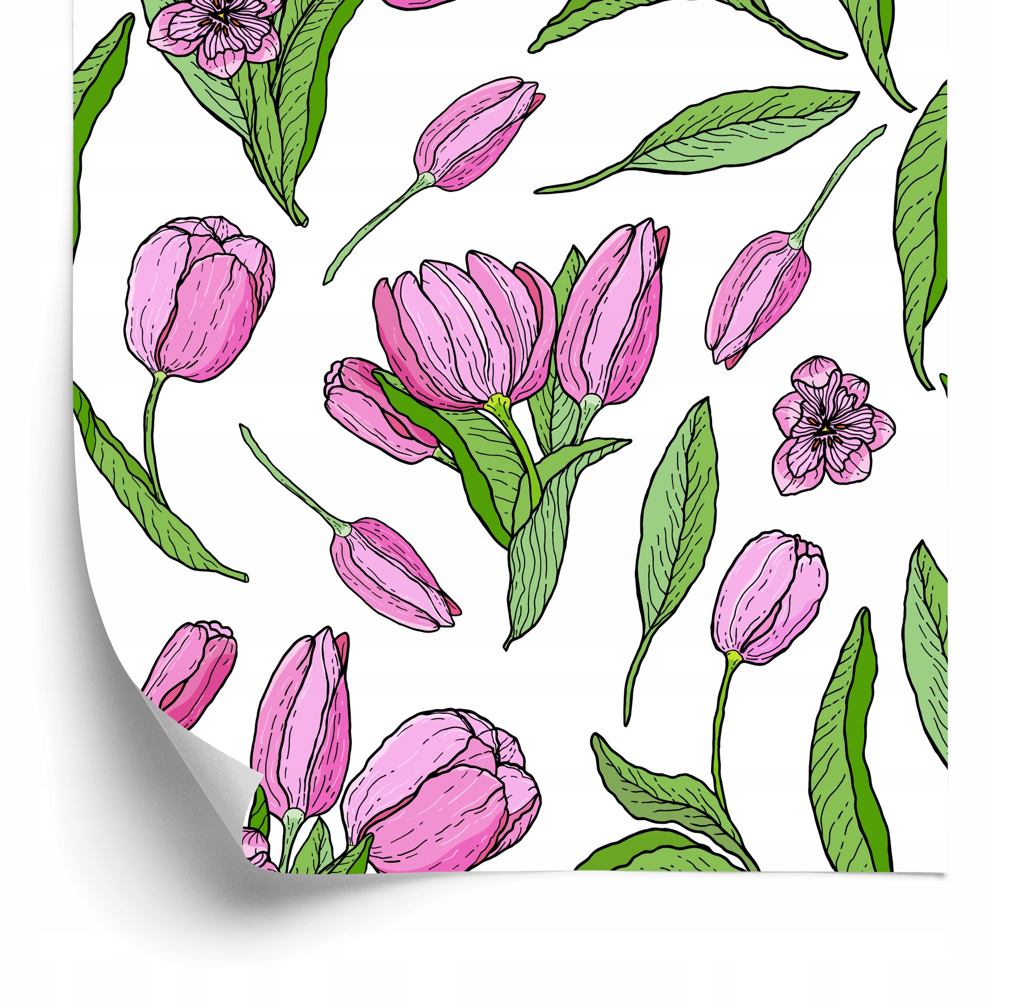 Tapeta Kreslené Kvitnúce Tulipány 50x1000 cm