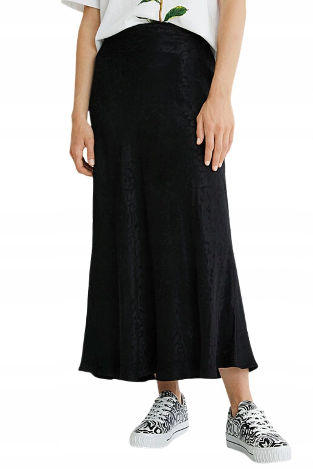 Sukně Desigual dámská dlouhá černá saténová elegantní vel.