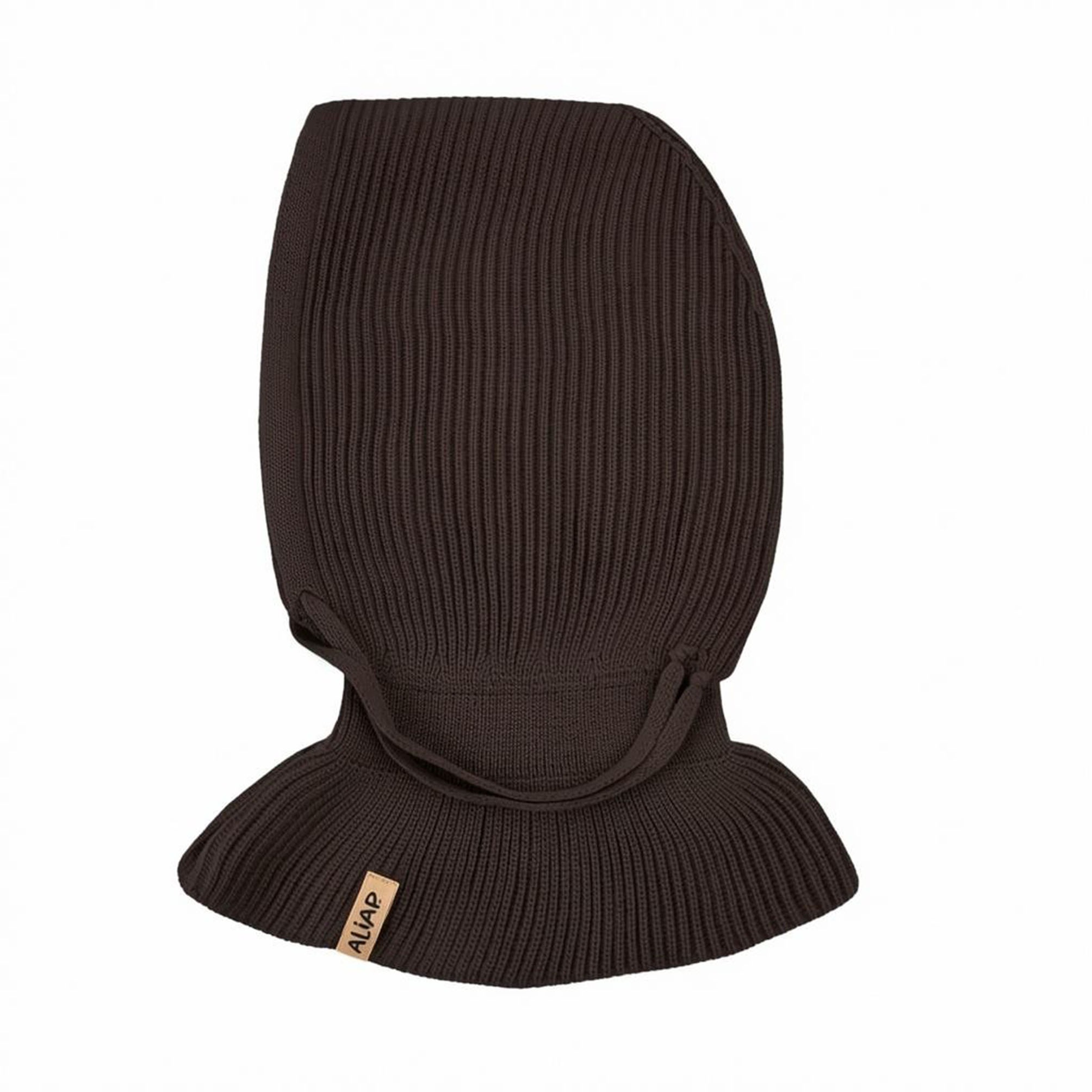 Aliap Czapka dziecięca kominiarka 100% wełny merino 2-6lat Brąz balaclava