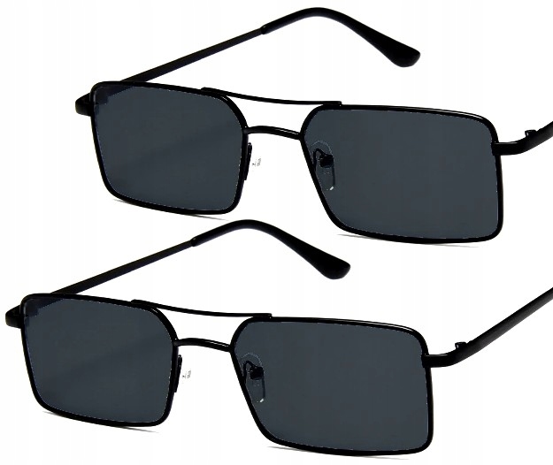 Pilotki prostokątne Okulary przeciwsłoneczne Metal Czarne Damskie Męskie Marka Edibazzar