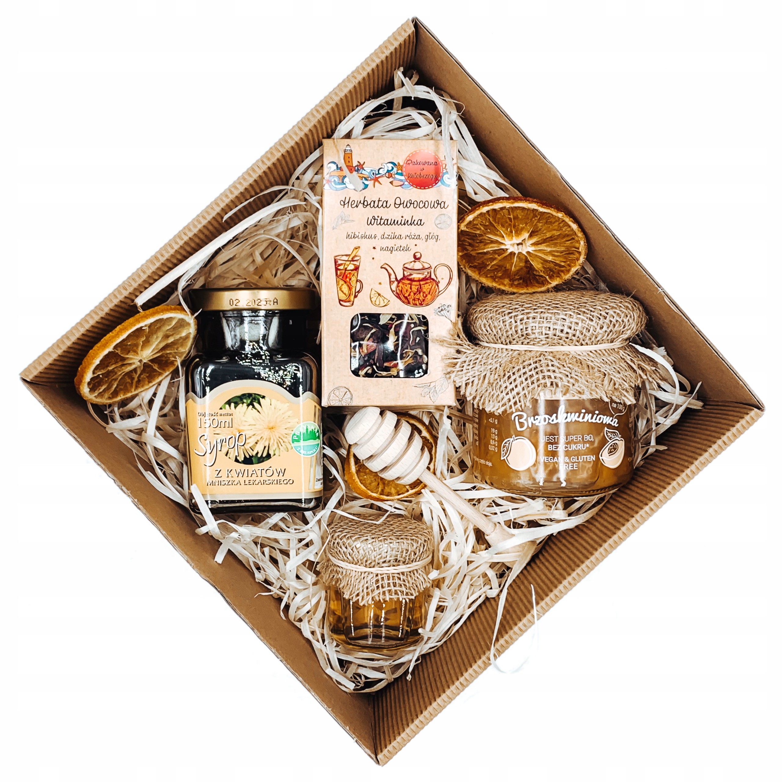 Koš Dárková Krabička Čaj Zavařenina Med Sada Sirup Dárek