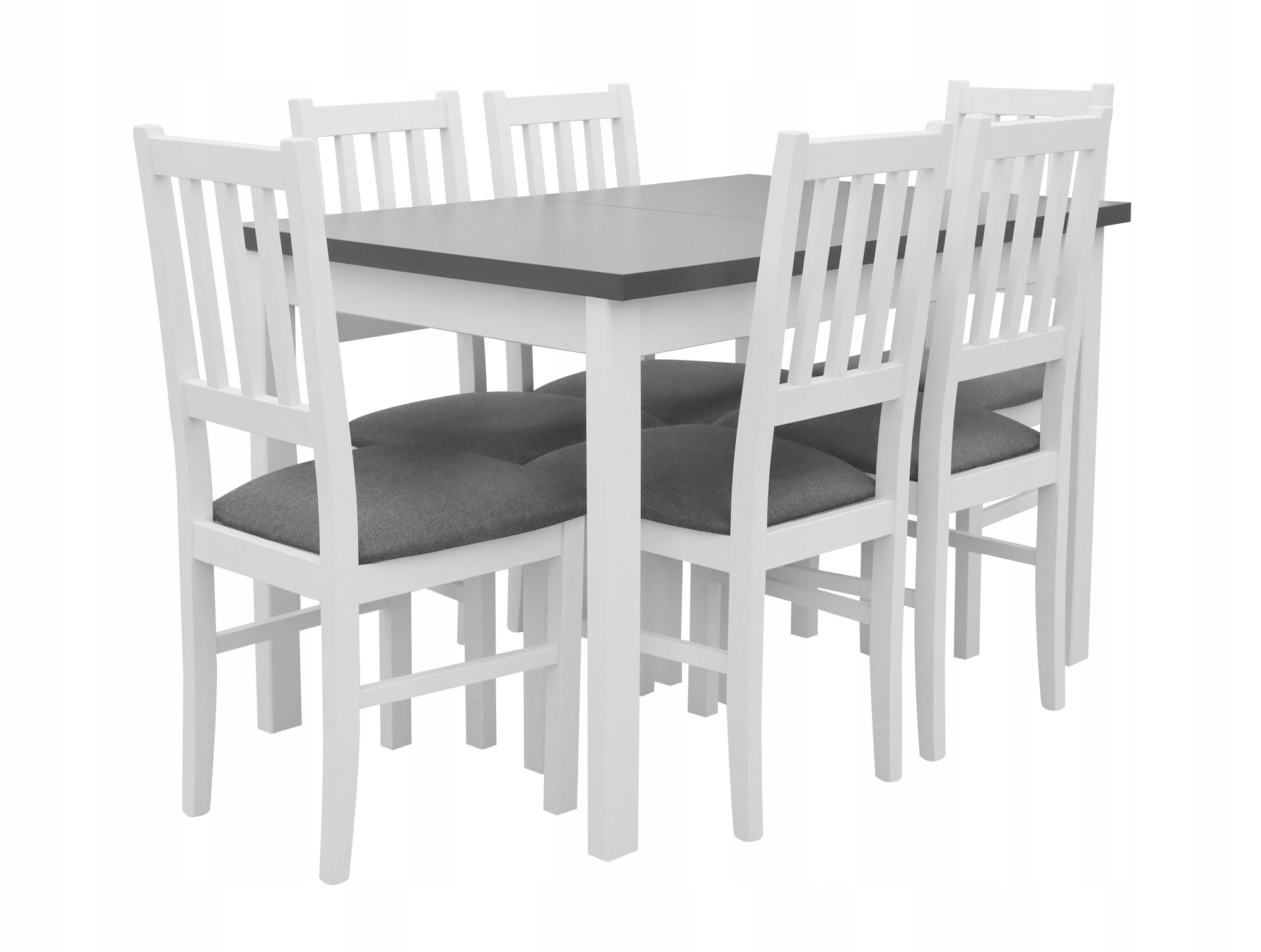 Rozkládací Stůl 6 Židlí Do Obývacího Pokoje X008 Bílá/grafitová
