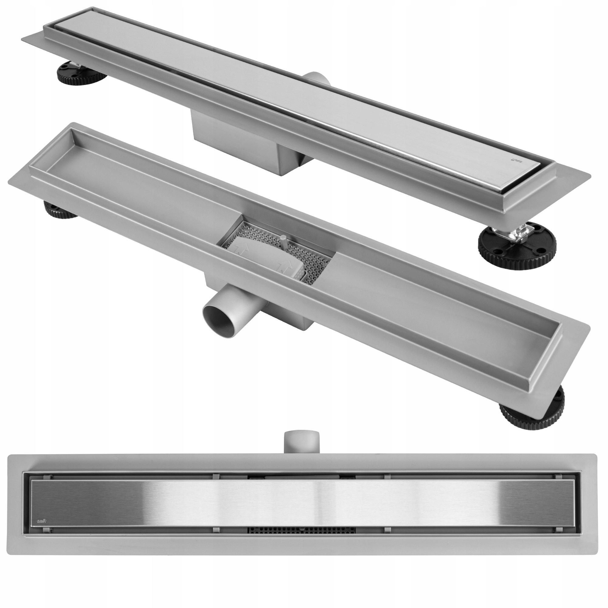Lineární Odtok Rea Neox 60 Cm Ocel Kartáčovaná Reverzibilní 2v1 pro sprchu