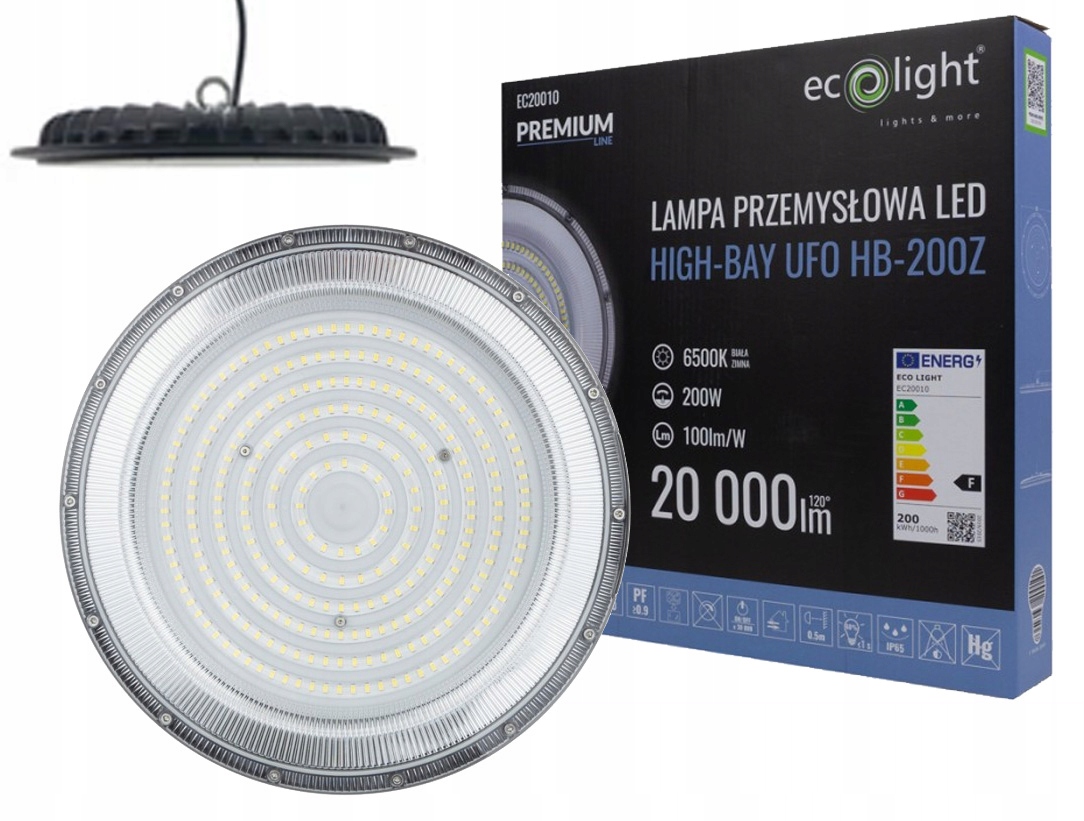 Průmyslová lampa High Bay Ufo Led 200W IP65 barva bílá Studená