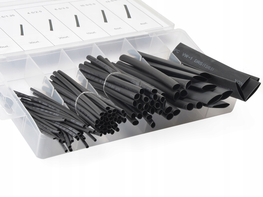 

Zestaw Rurek Rurki Termokurczliwe 100 Sztuk Czarne