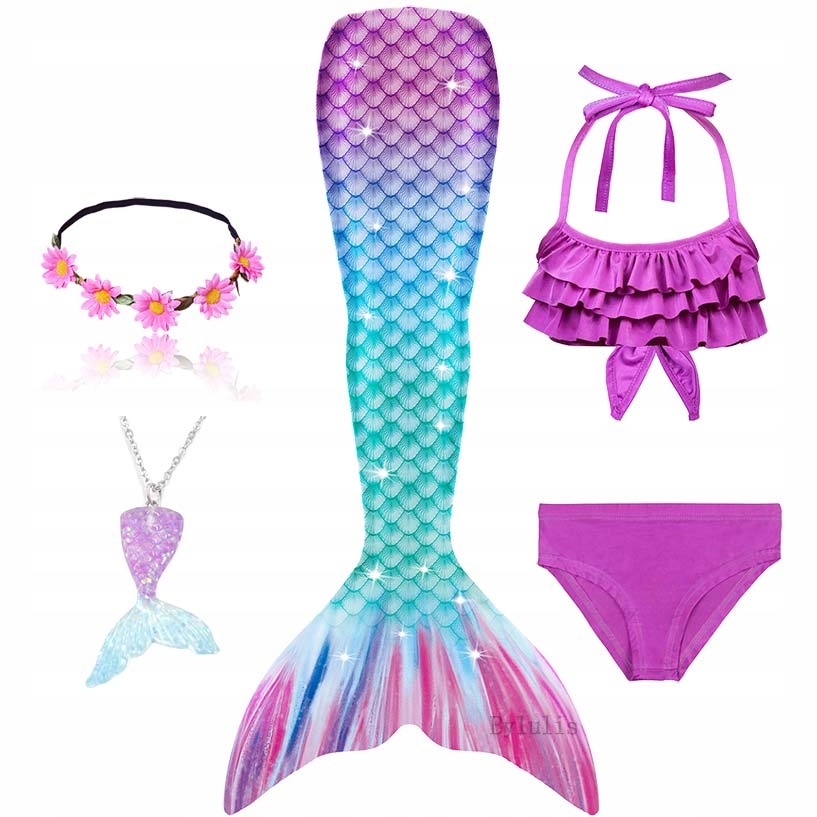 

Bajeczny Strój Kąpielowy Ogon Syreny 5 Elementów