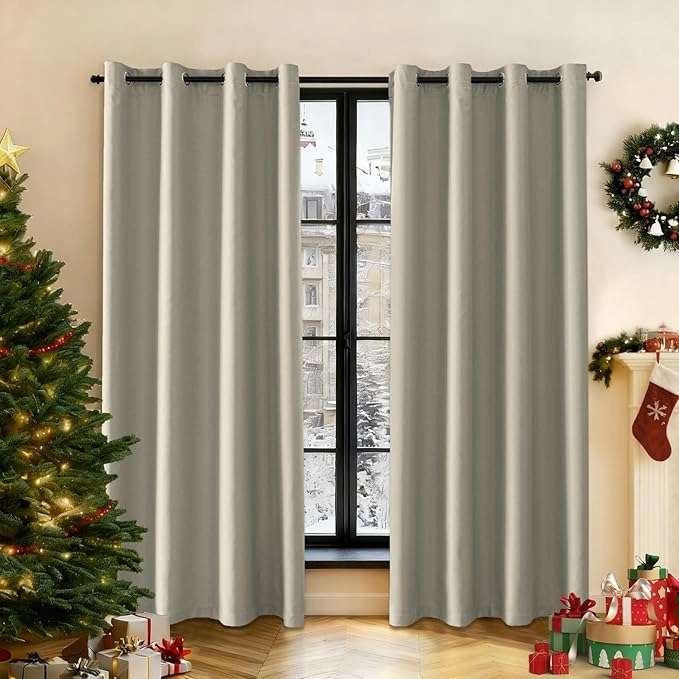 Zatemňovací závěsy na průchodkách Tepelné 140 x 280 cm 2ks Béžová