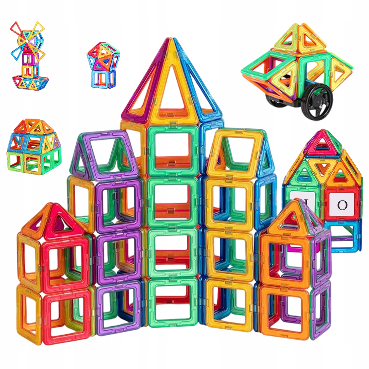 KLOCKI MAGNETYCZNE 180 SZTUK EDUKACYJNE DLA DZIECI KSZTAŁTY KOLORY