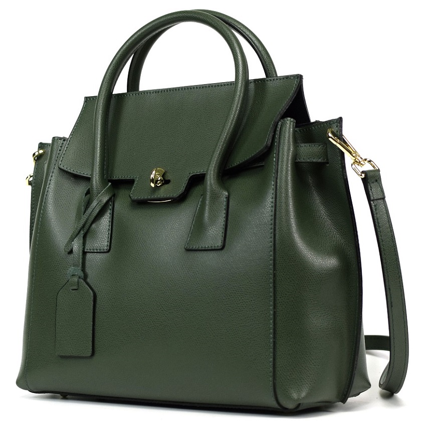 TOREBKA SKÓRA NATURALNA BORSE IN PELLE ZIELONA DUŻA PREMIUM 014D Marka Borse in Pelle