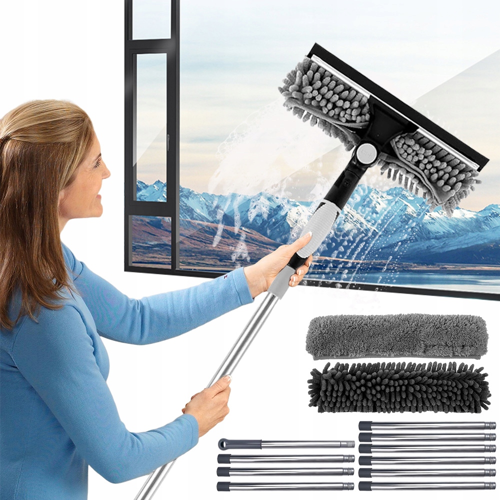 Mop Čistič Oken Stěrka Teleskopická Mikrovlákno 424 CM