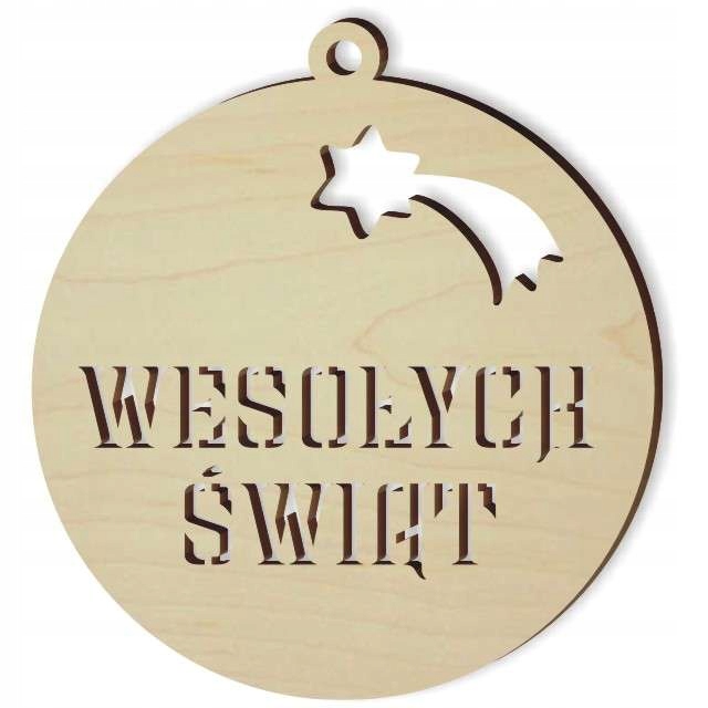 

bombka Wesołych Świąt zawieszka drewniana 3 mm
