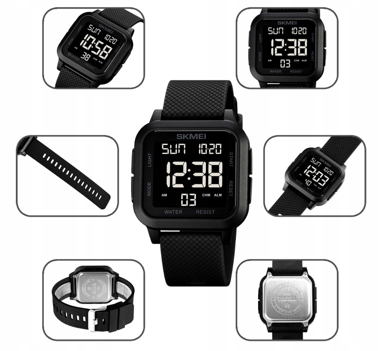 SKMEI Elektroniczny Męski Zegarek LED stoper data Styl klasyczny