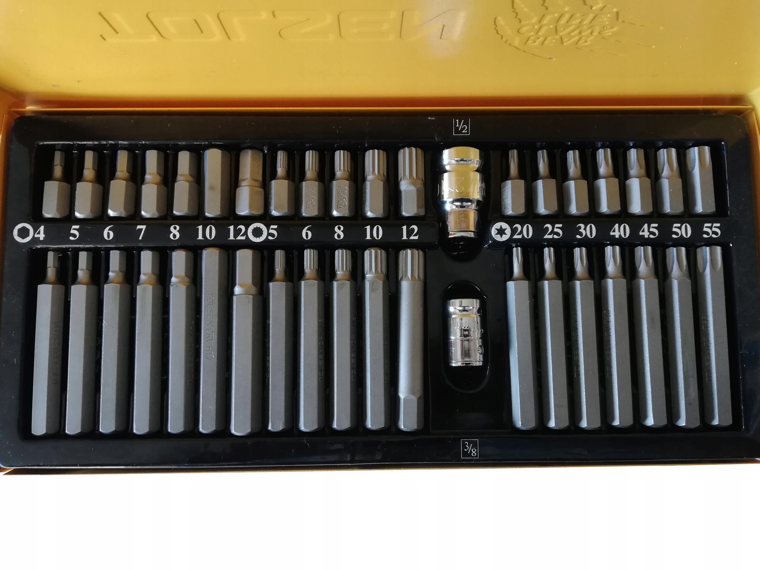 ZESTAW BITÓW Z ADAPTERAMI 40 SZT. 3/8''+1/2'' CR-V Kod producenta 20385