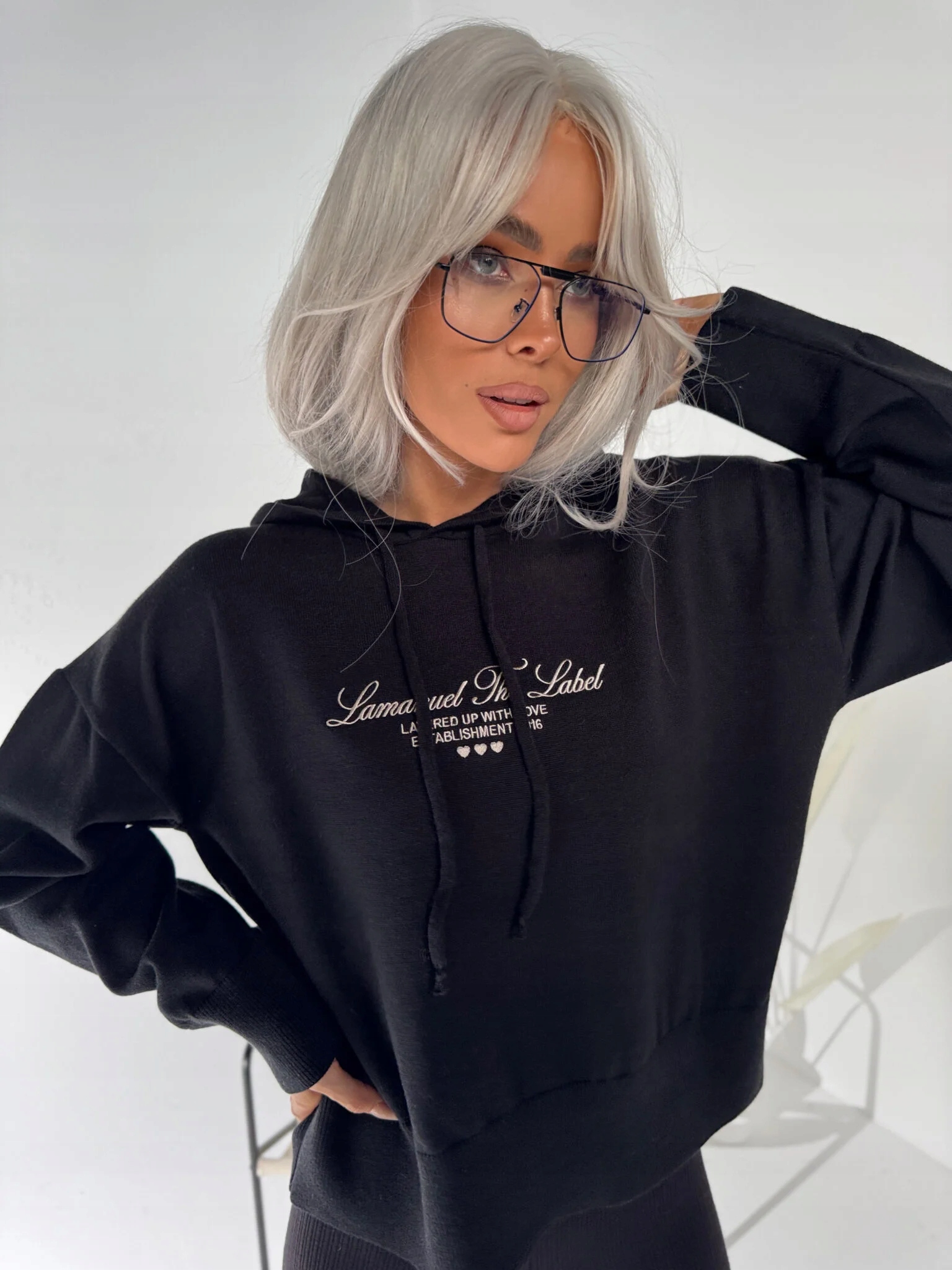 Dámský svetr Lamanuel Love černý One Size