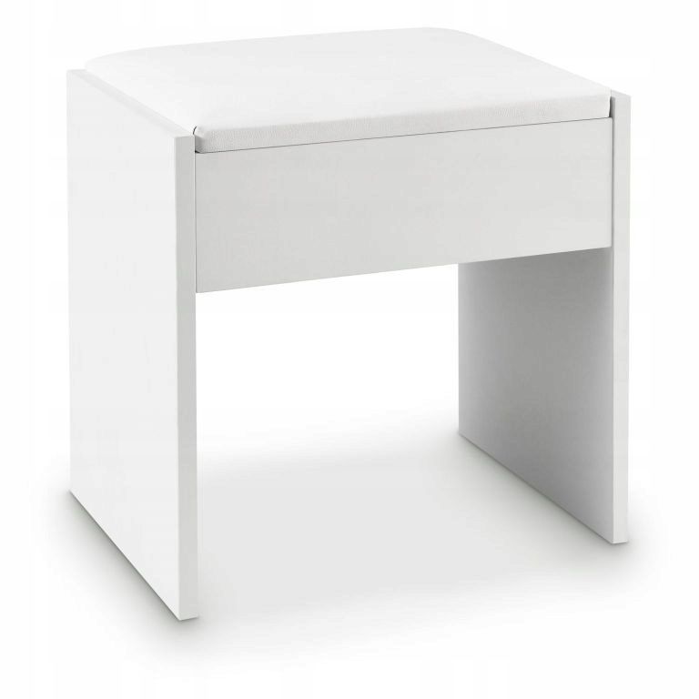 Taburet bílý ke kosmetickému stolku 45 cm s čalouněním