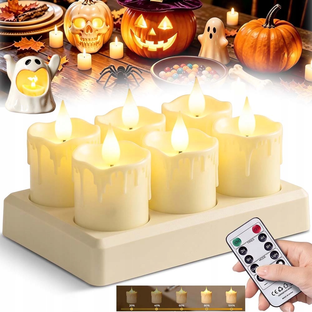 Sada 6 X Led Vosková Svíčka Čajová Svíčka Flamme Flow S Možností Stmívání