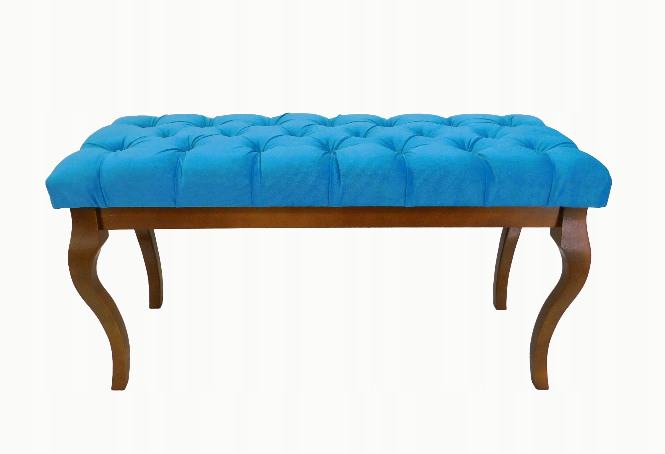 Čalúnená lavica s prešívaním 105 cm buková, farba orechová, tyrkysová