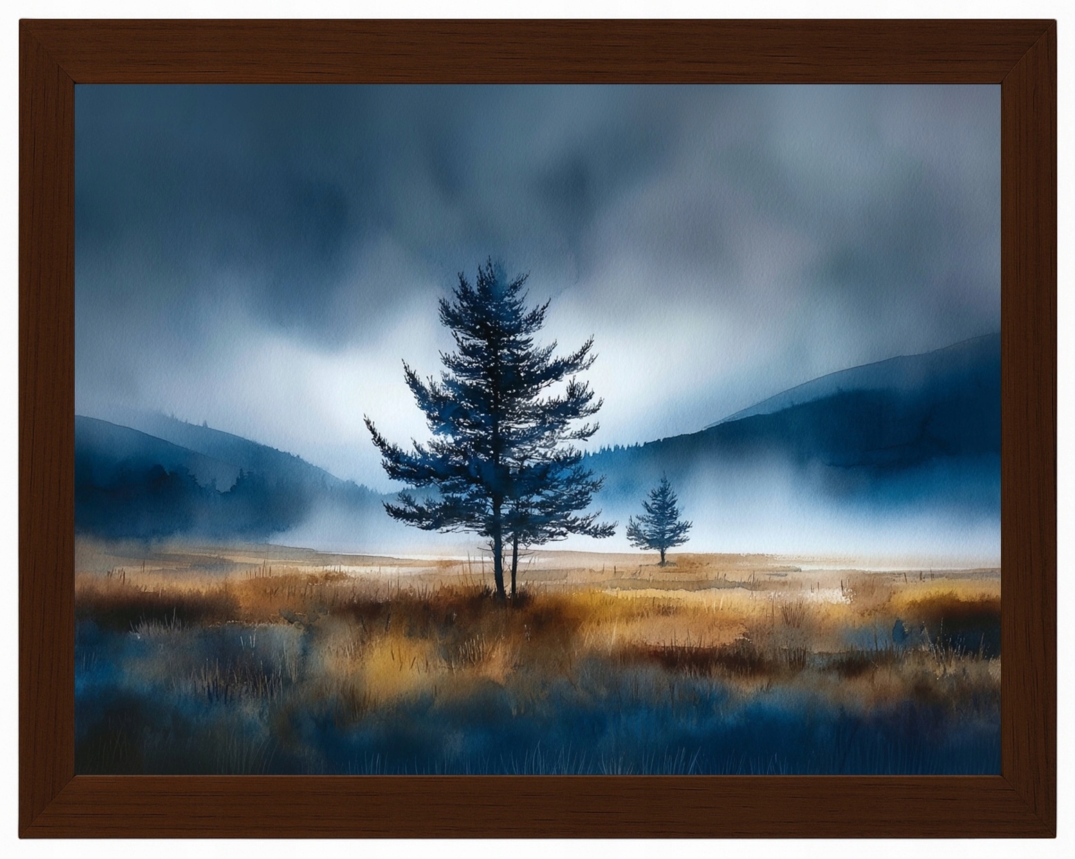 Plakát Rámeček Dřevo Samotné Dřevo Mlha Horská Krajina Příroda 80x60
