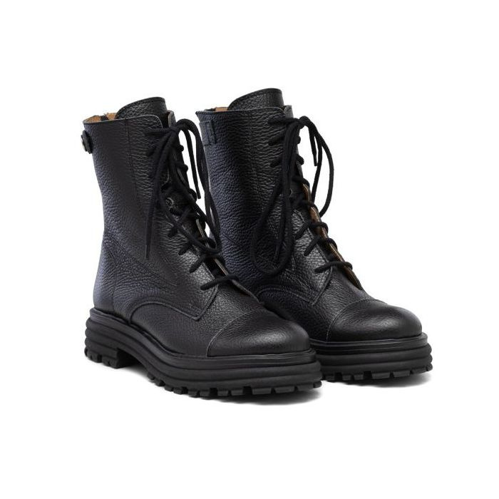 Tmavé Dámské Kotníkové Boty Traperky Platformy 3 CM Nad Kotník Polské 37