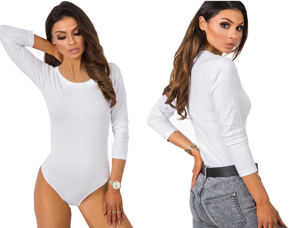 

Body damskie białe Cotton gładkie dł.rękaw 821# L