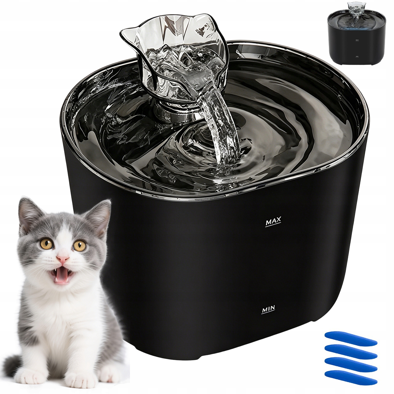 Automatické Krmítko Pro Kočky 2.2L Usb Černé 4 Filtry Bez Bpa