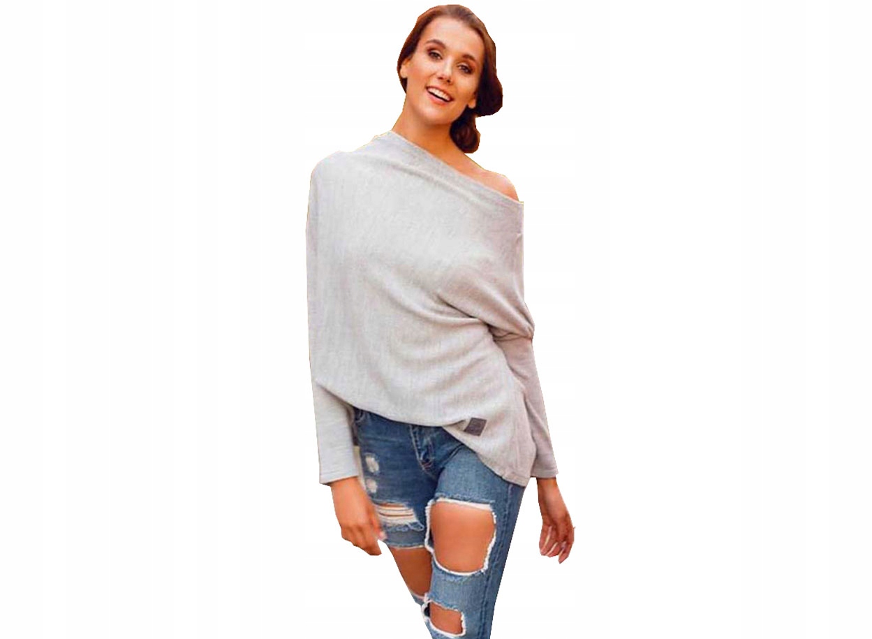 

Sweterek Oversize Tunika Sweter Wool Odkryte Ramię