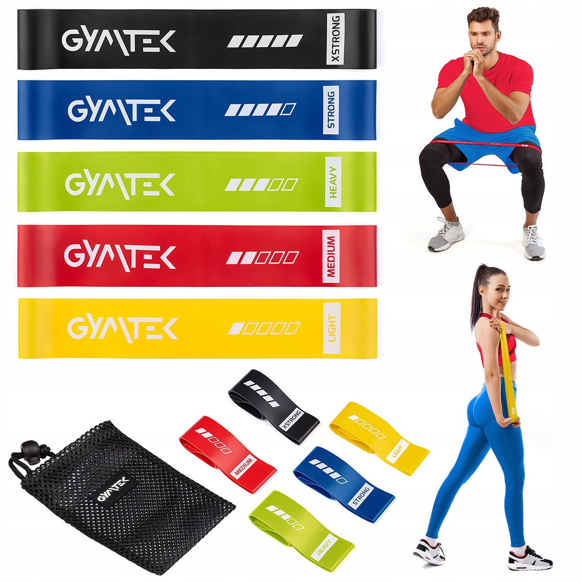 ZESTAW 5 GUM DO ĆWICZEŃ TAŚM OPOROWYCH TRENINGOWYCH BANDS 0,5-30KG GYMTEK