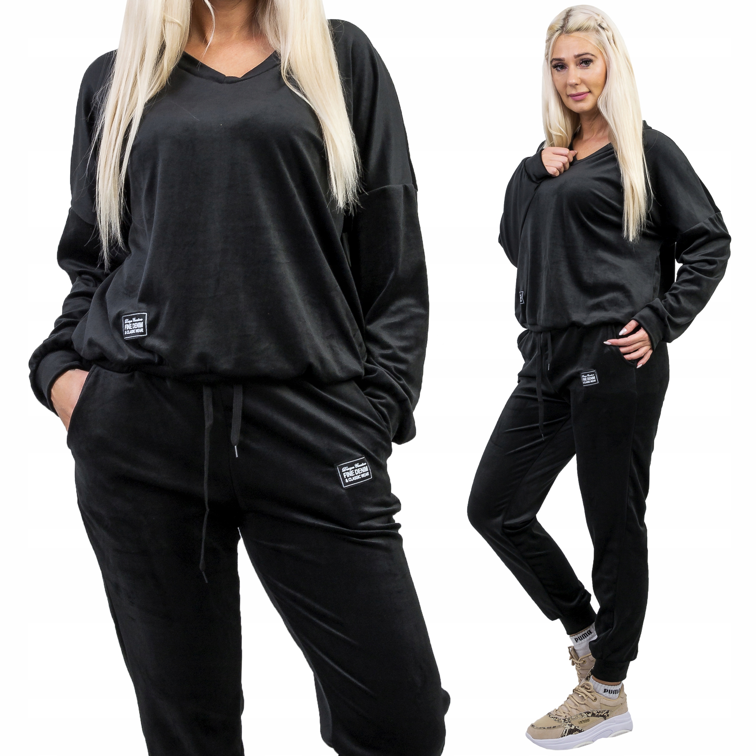 Z407 Teplákovka Velurový S Nášivkou Černý vel. 48 (4XL)