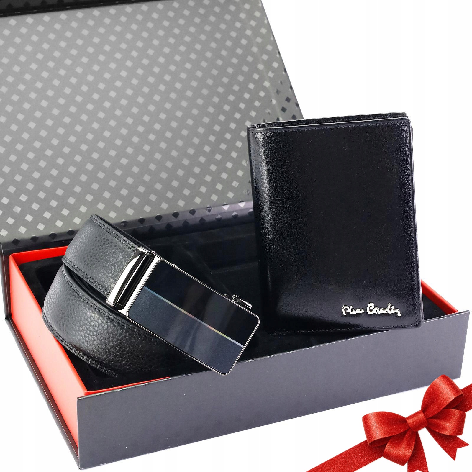 Pierre Cardin Zestaw Prezentowy Portfel Pasek 130 cm męski skórzany